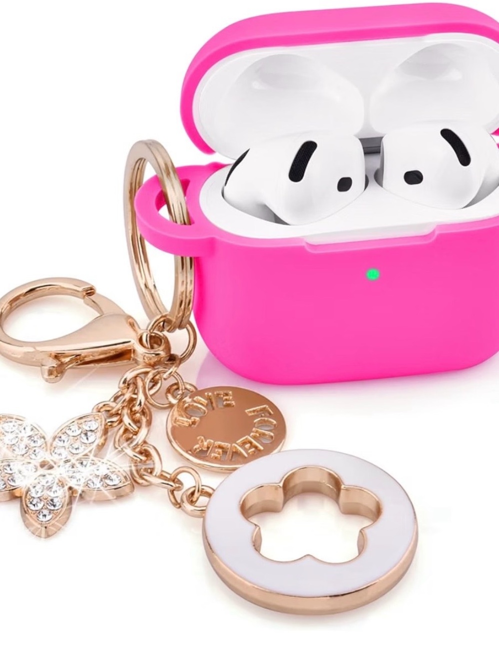 Pink Floral Charm Keychain Accessory - Picture 2 of 6